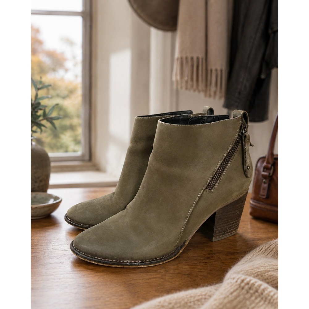 Blondo Nivada Waterproof Leather Block Heel Ankle Boots With Side Zipper  Size 8